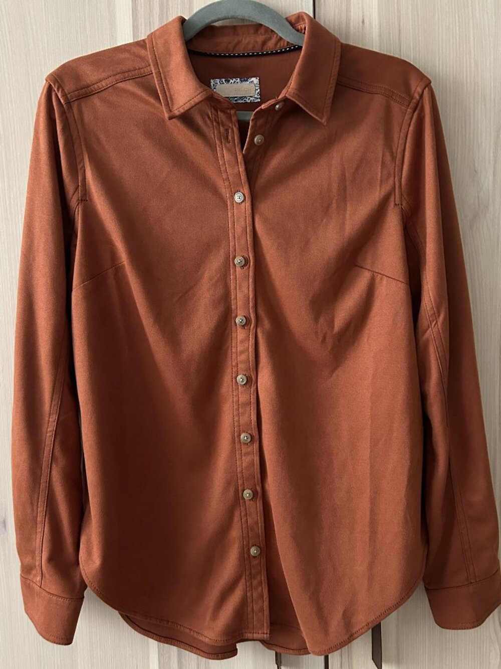 Pilcro Anthropologie Faux Suede Button down Top Brown Size M EUC